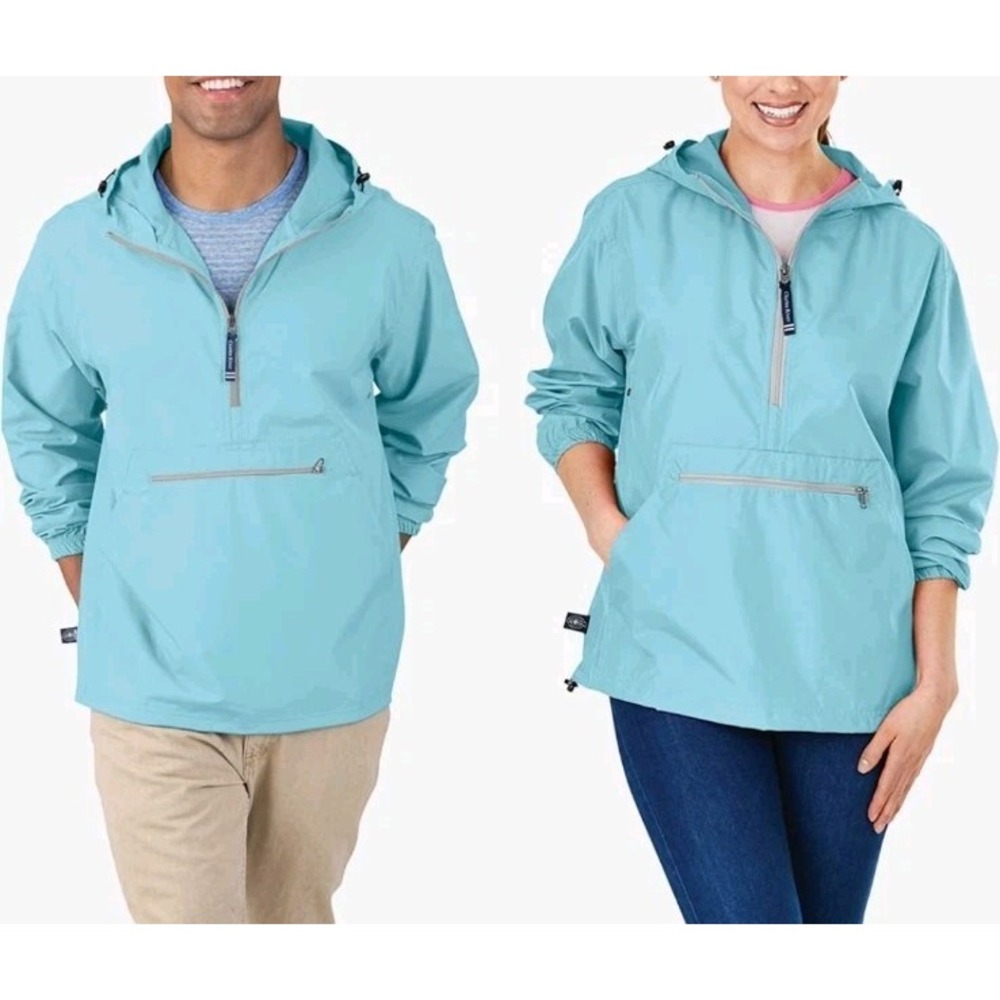 Charles River Pack-N-Go Jacket XXL Aqua Turquoise Rain Pullover Travel Outdoor